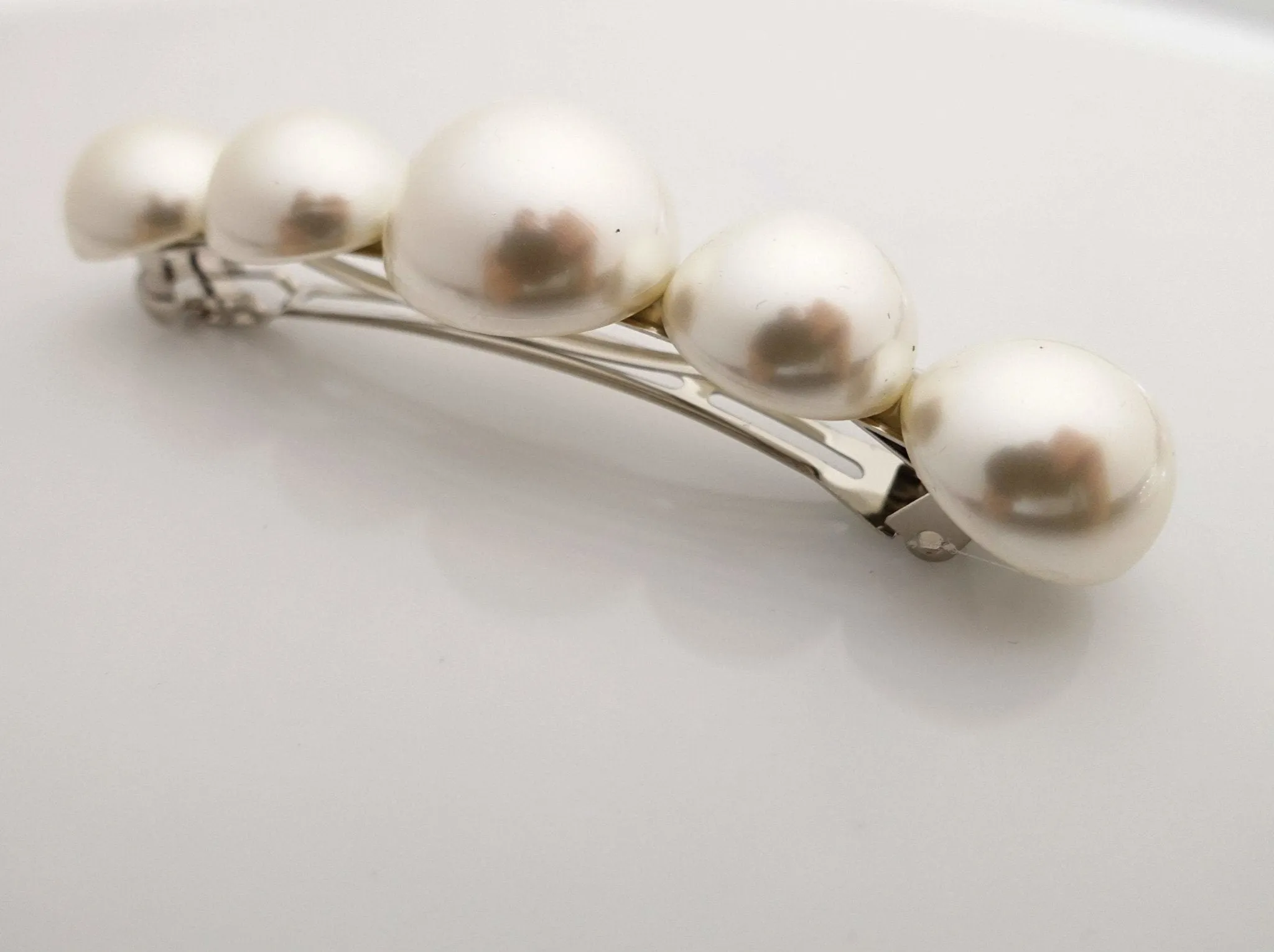 big sleek pearl ball decorated french barrette