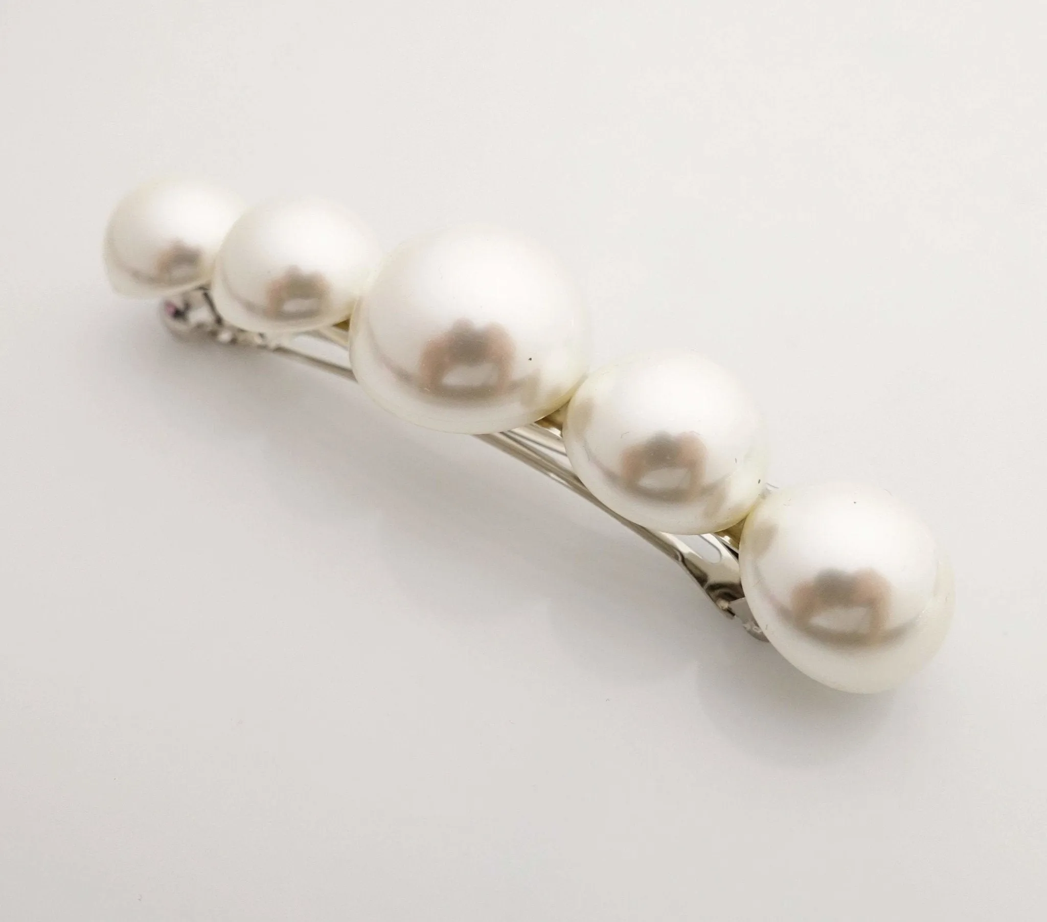 big sleek pearl ball decorated french barrette