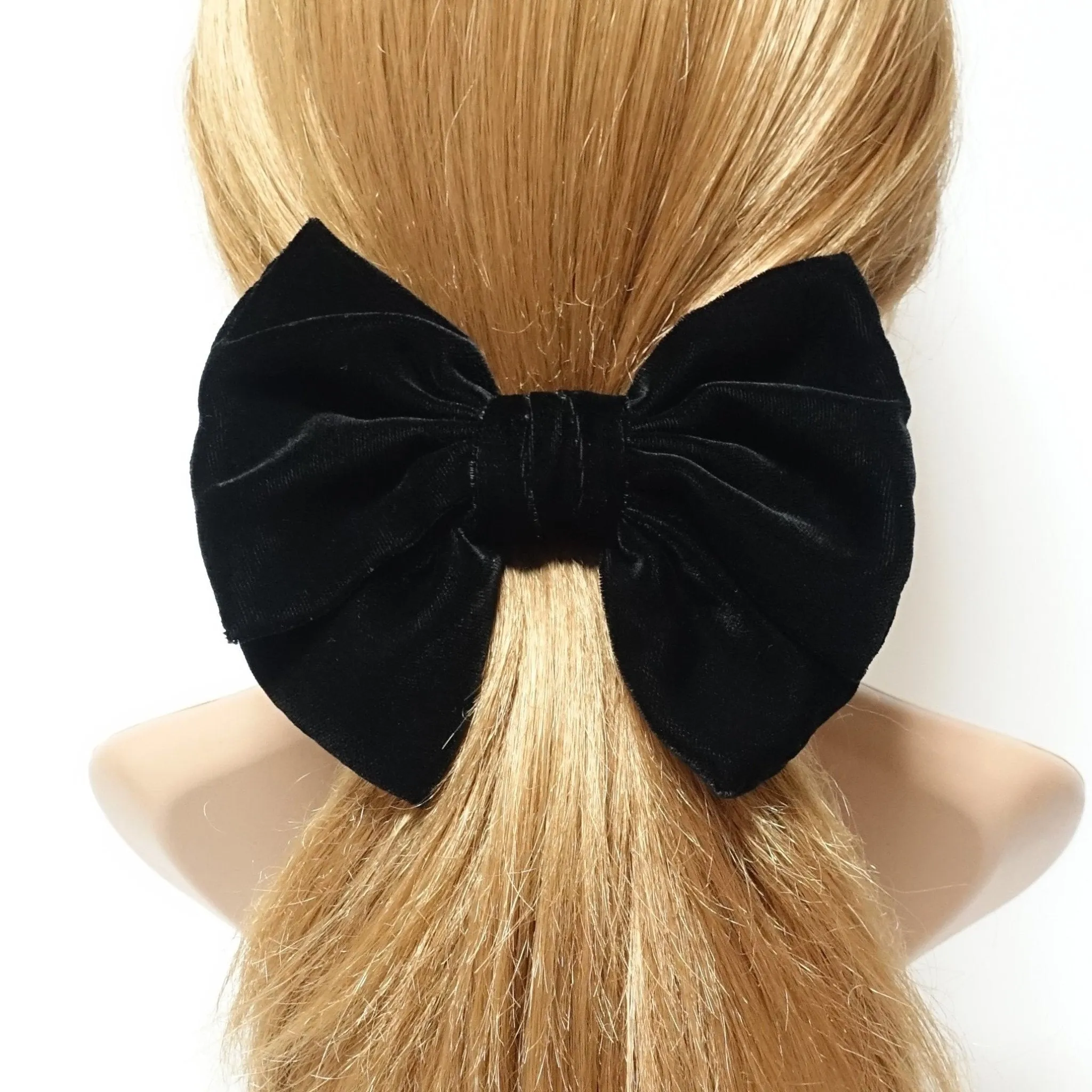 Black Silk Velvet hair bow barrette  Layered French Hair Barrette hair accessories for women