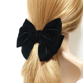 Black Silk Velvet hair bow barrette  Layered French Hair Barrette hair accessories for women