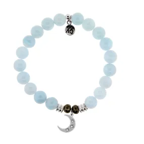 Blue Aquamarine Stone Bracelet with Friendship Stars Sterling Silver Charm