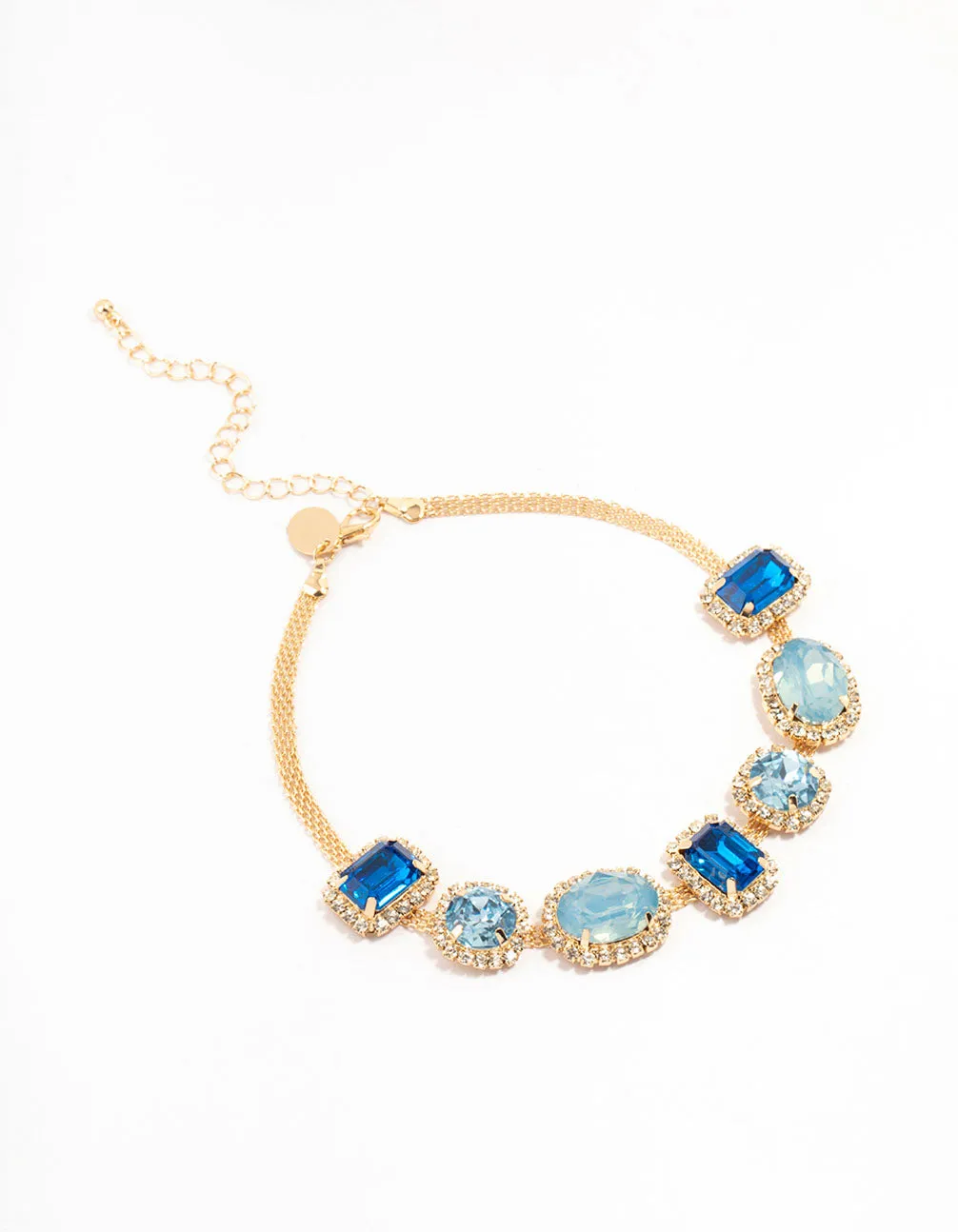 Blue Statement Choker Gold Necklace