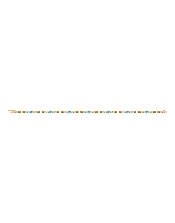 Blue Topaz Bracelet - 10ct Yellow Gold Blue Topaz & Diamond Bracelet - 787946