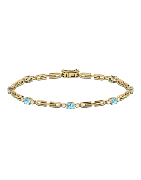 Blue Topaz Bracelet - 10ct Yellow Gold Blue Topaz & Diamond Bracelet - 787946