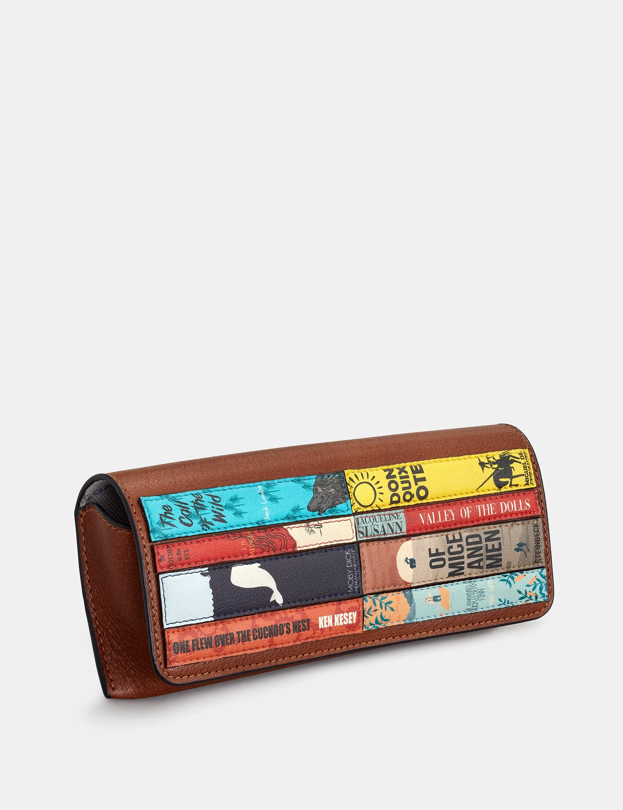 Bookworm Brown Leather Glasses Case