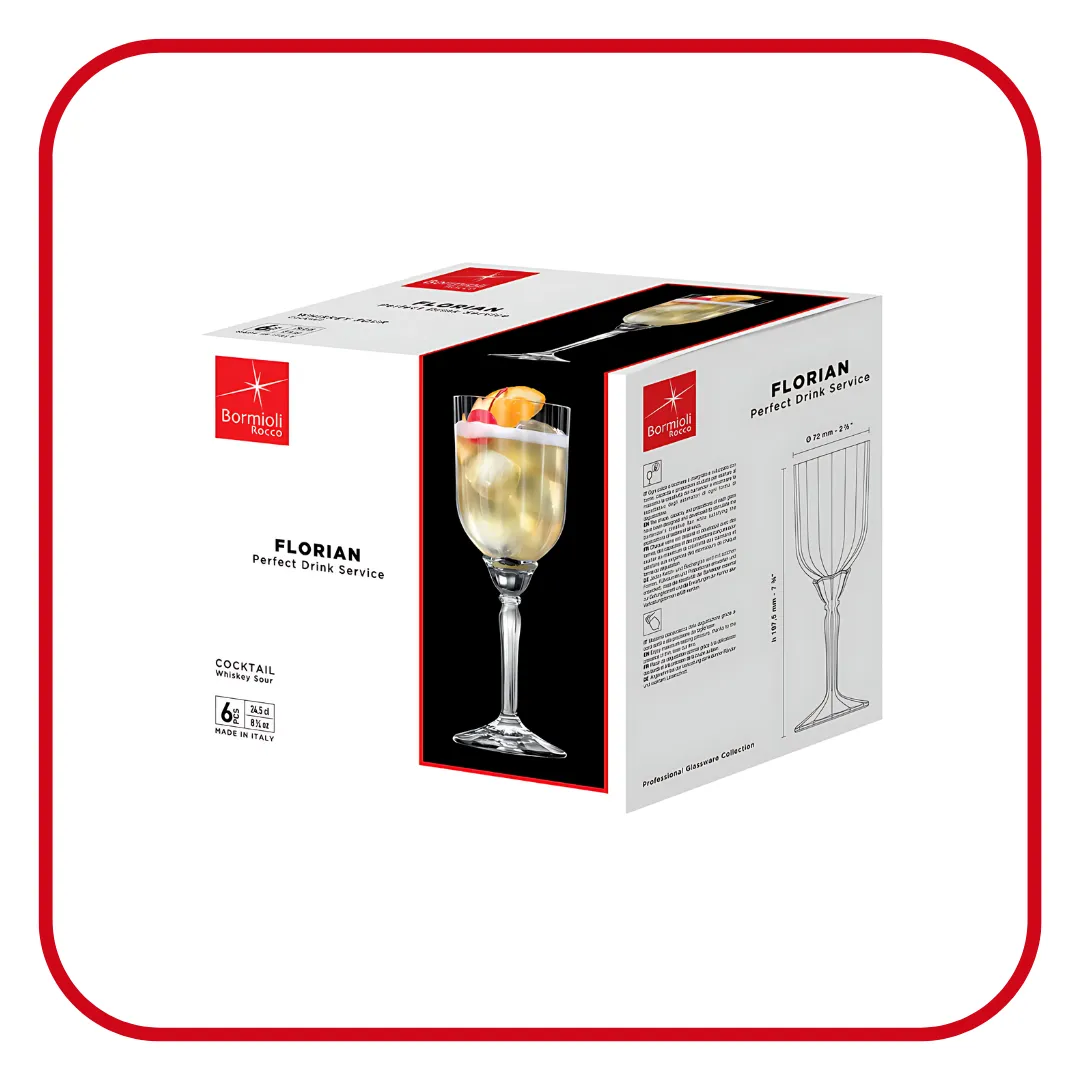 BORMIOLI ROCCO FLORIAN COCKTAIL 245ml CLEAR (1.99414) (Set of 6 )