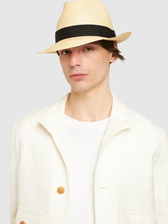 Borsalino   Federico 6cm brim straw Panama hat 