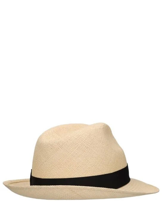 Borsalino   Federico 6cm brim straw Panama hat 