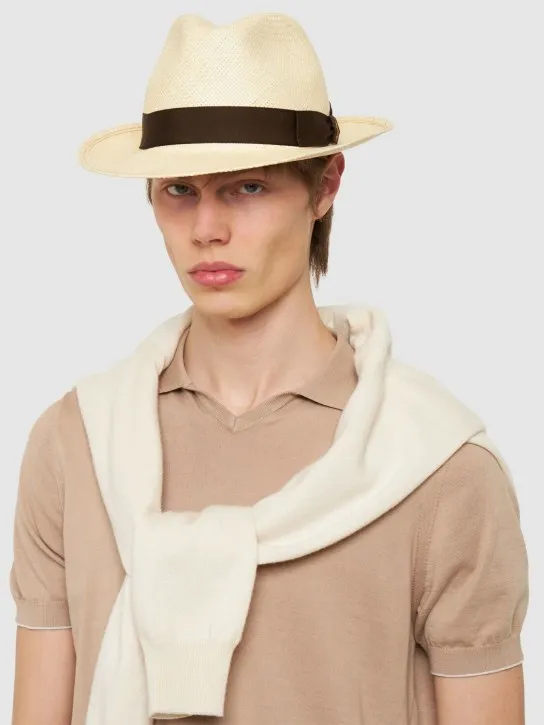 Borsalino   Federico 6cm brim straw Panama hat 