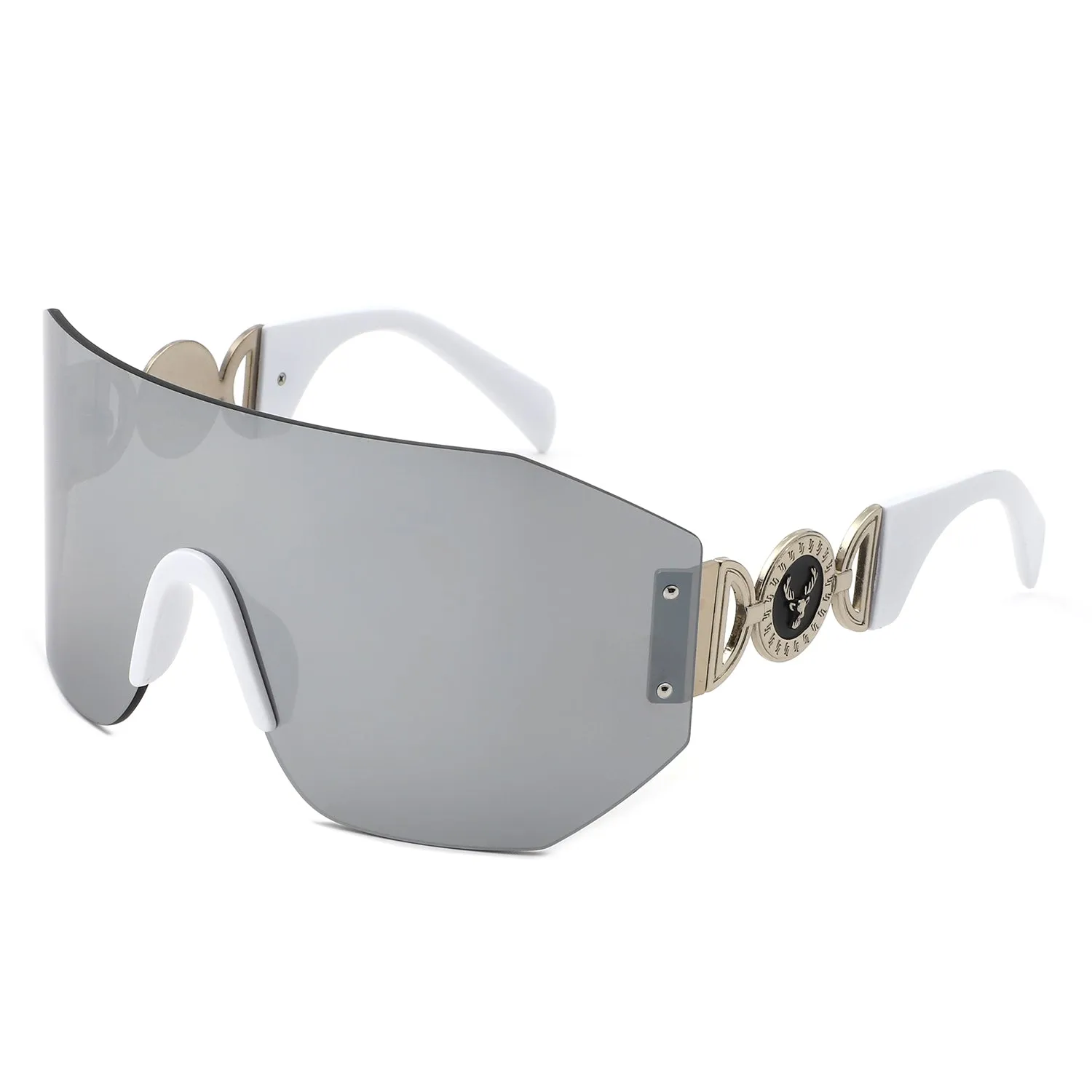 Brio - Oversized Bold Square Retro Rimless Sunglasses