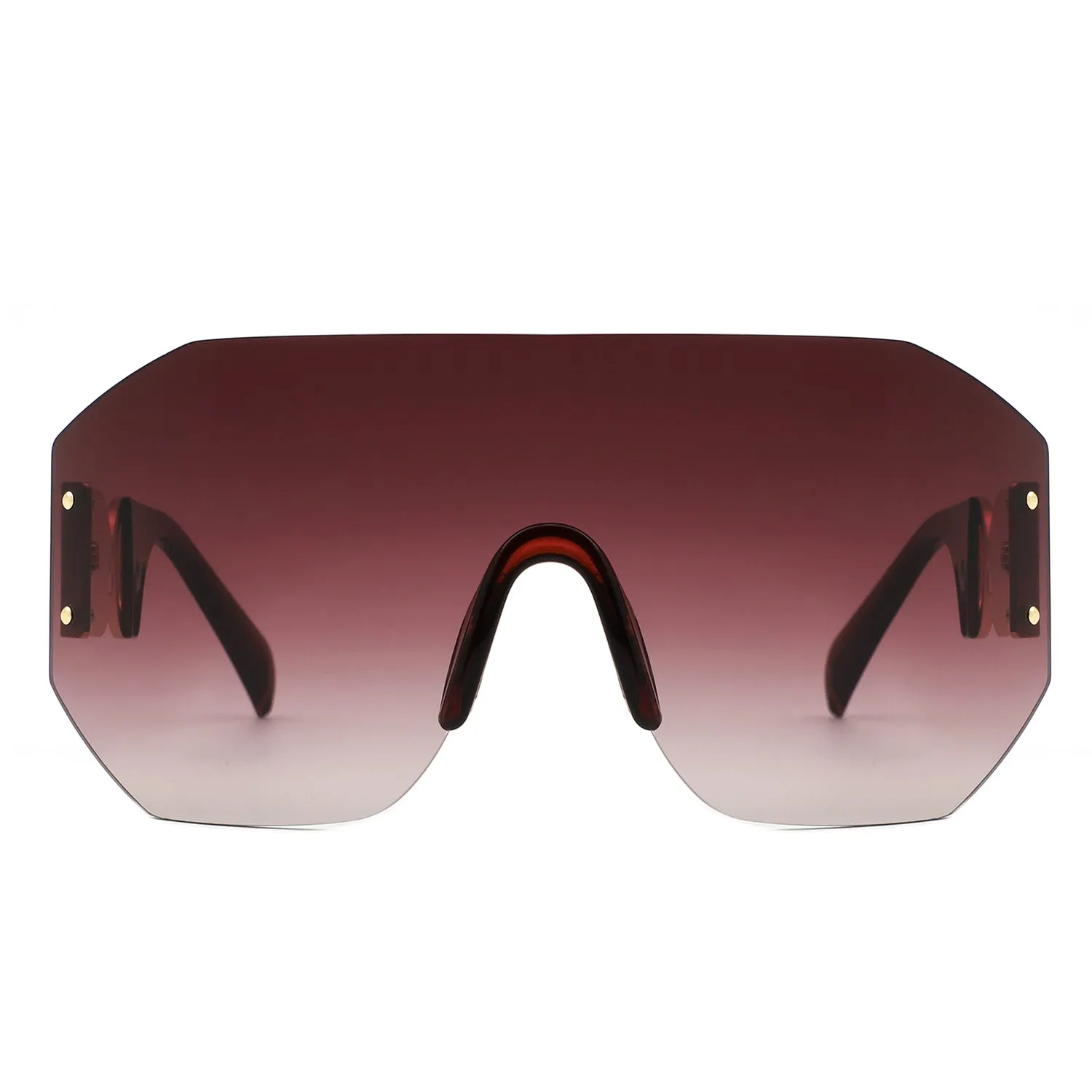 Brio - Oversized Bold Square Retro Rimless Sunglasses