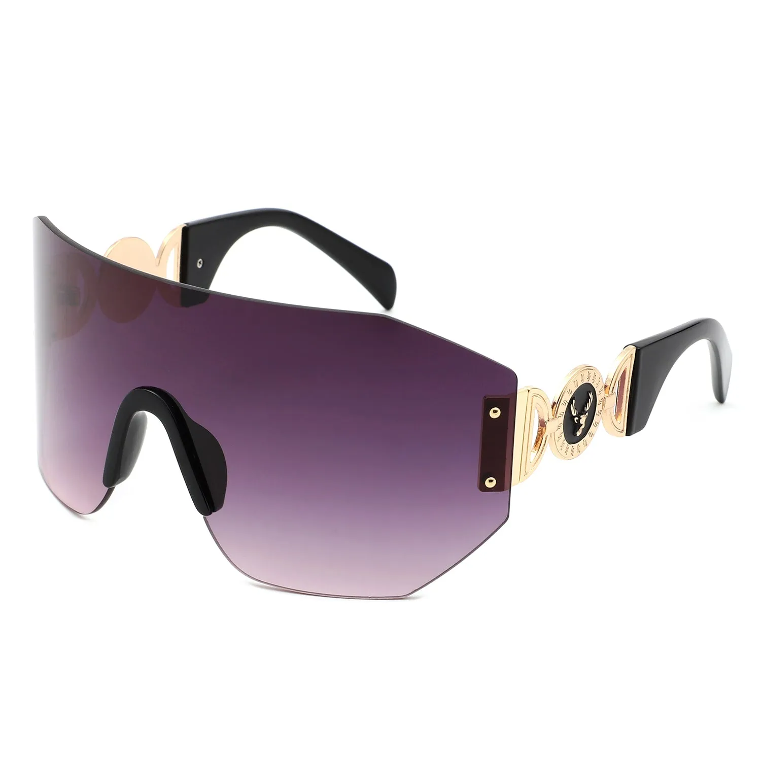 Brio - Oversized Bold Square Retro Rimless Sunglasses