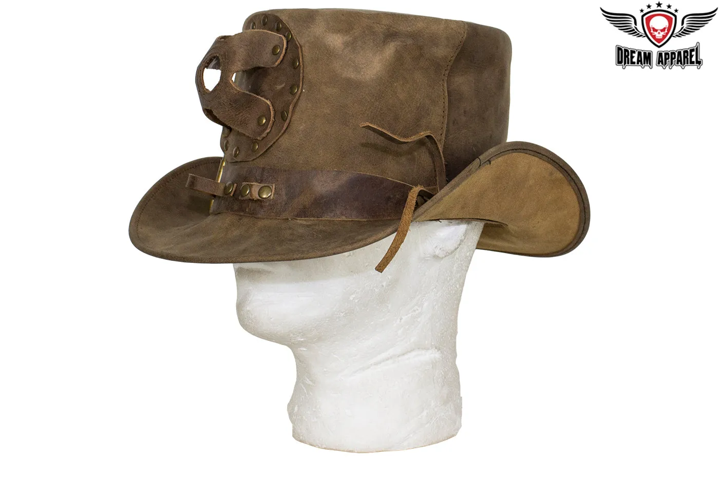 Brown Leather Deadman Top Hat