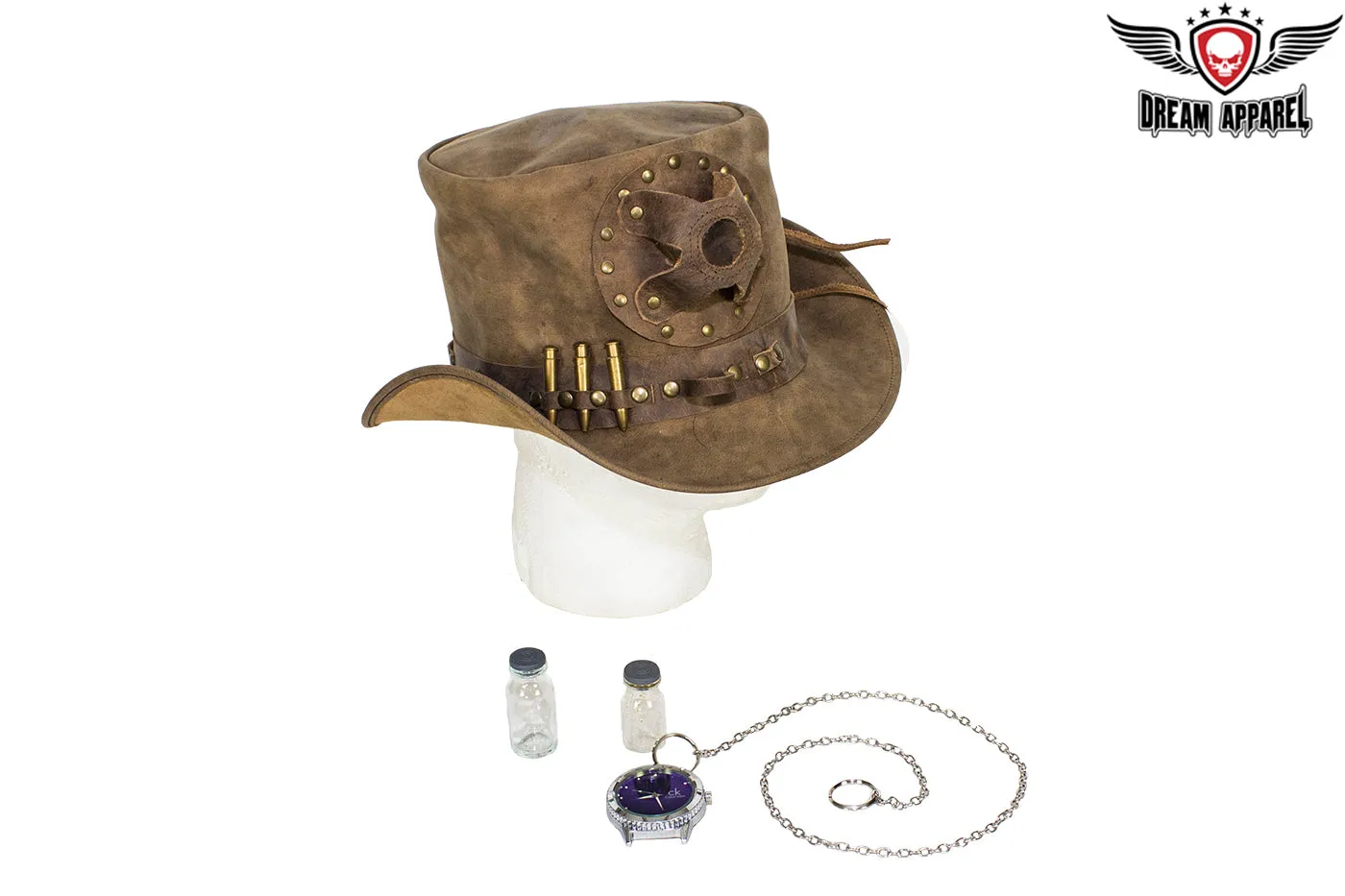 Brown Leather Deadman Top Hat