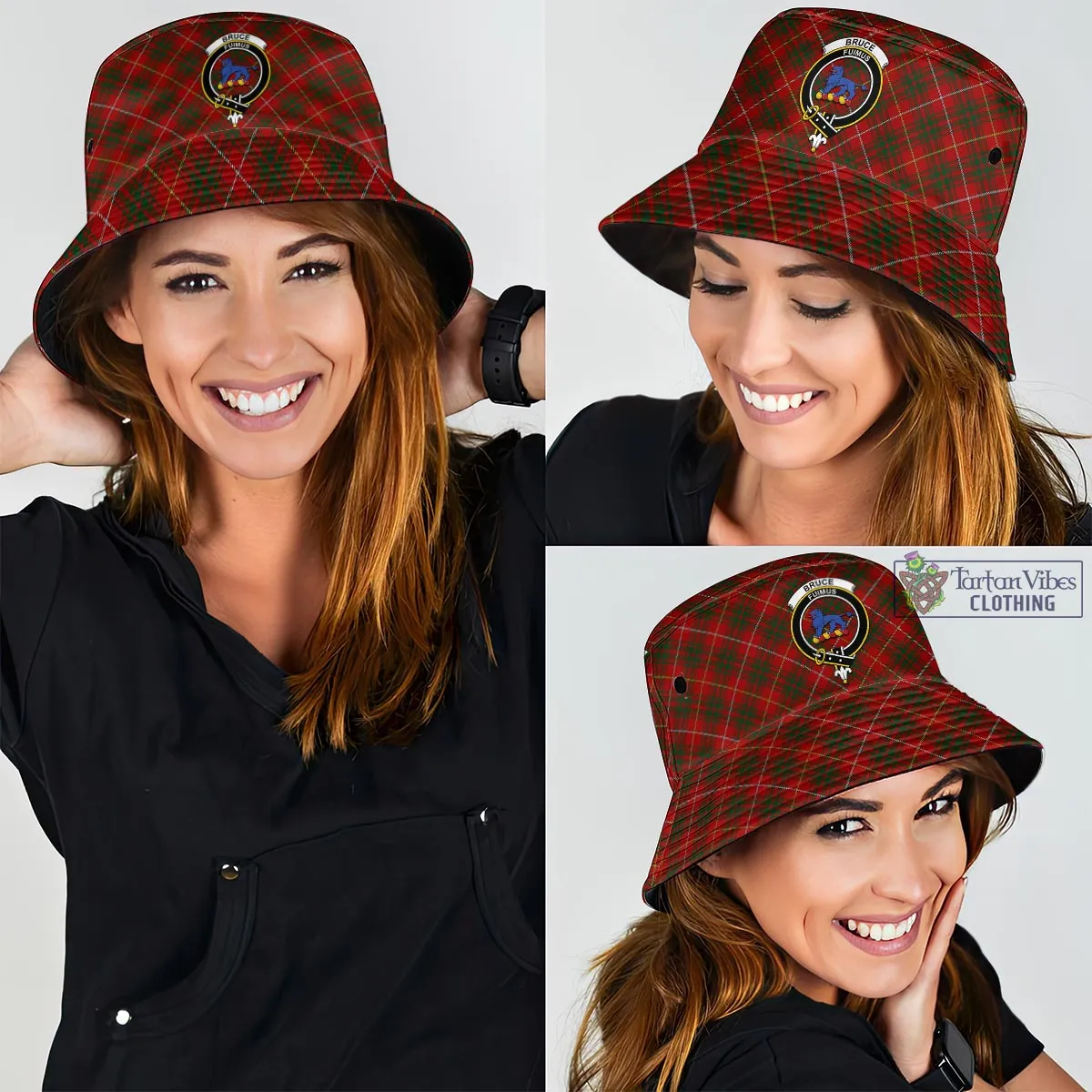 Bruce Tartan Bucket Hat with Family Crest