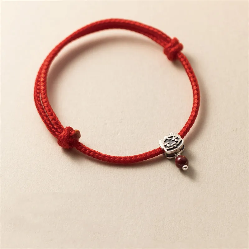 Buddha Stones 925 Sterling Silver Luck Year of the Dragon Cinnabar Red String Bracelet (Extra 30% Off | USE CODE: FS30)