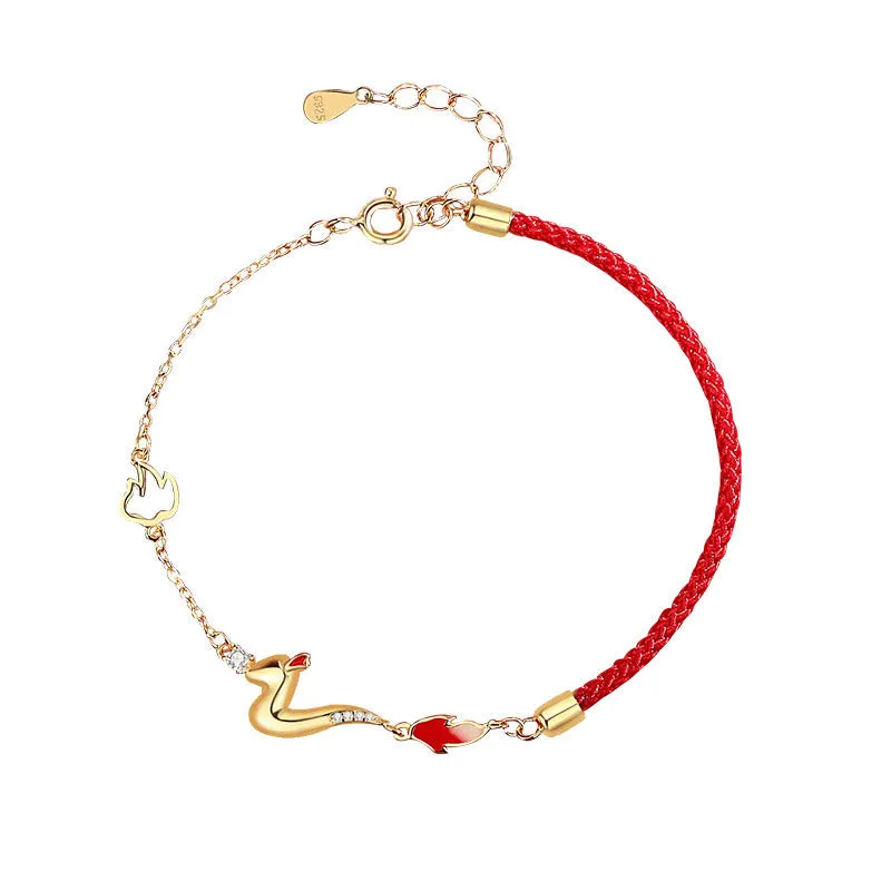 Buddha Stones 925 Sterling Silver Luck Year of the Dragon Red String Chain Bracelet (Extra 30% Off | USE CODE: FS30)