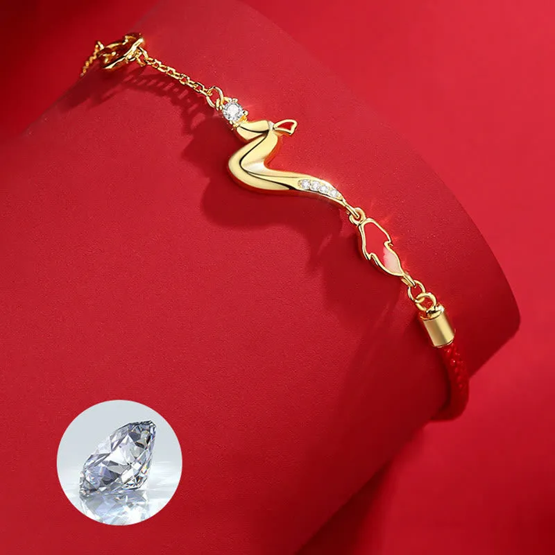 Buddha Stones 925 Sterling Silver Luck Year of the Dragon Red String Chain Bracelet (Extra 30% Off | USE CODE: FS30)