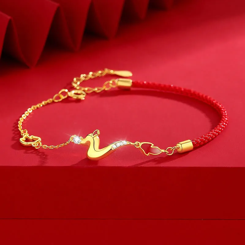 Buddha Stones 925 Sterling Silver Luck Year of the Dragon Red String Chain Bracelet (Extra 30% Off | USE CODE: FS30)