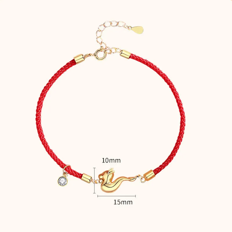 Buddha Stones 925 Sterling Silver Luck Year of the Dragon Red String Chain Bracelet (Extra 30% Off | USE CODE: FS30)