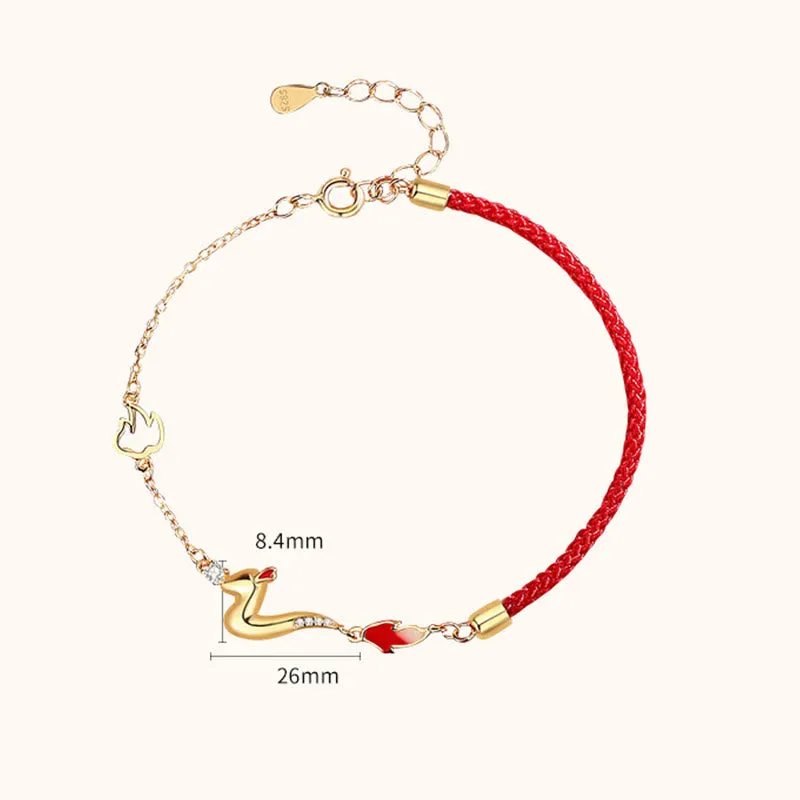 Buddha Stones 925 Sterling Silver Luck Year of the Dragon Red String Chain Bracelet