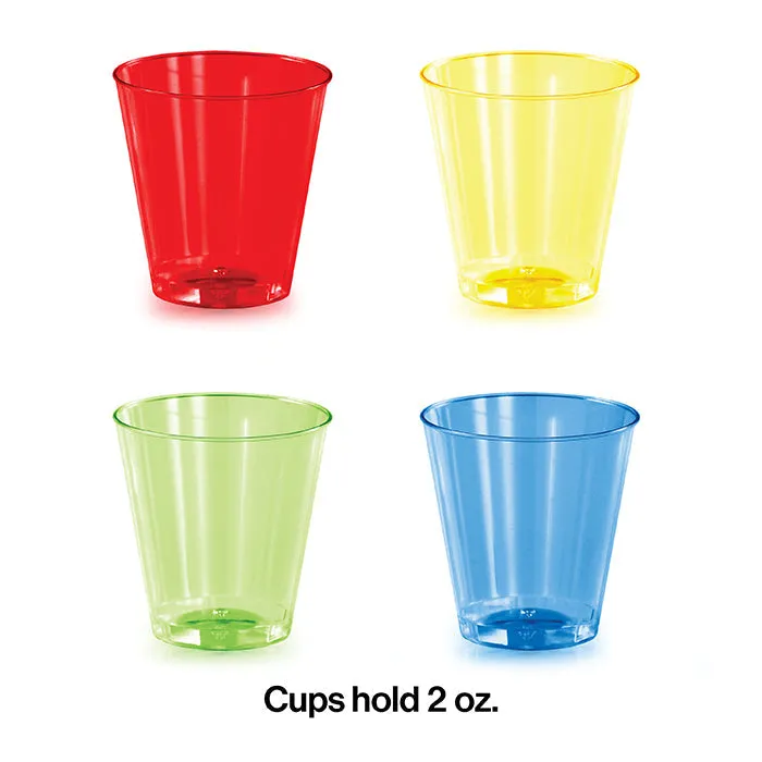 Bulk 2 oz Assorted Color Plastic Shot Glasses (192 per Case)