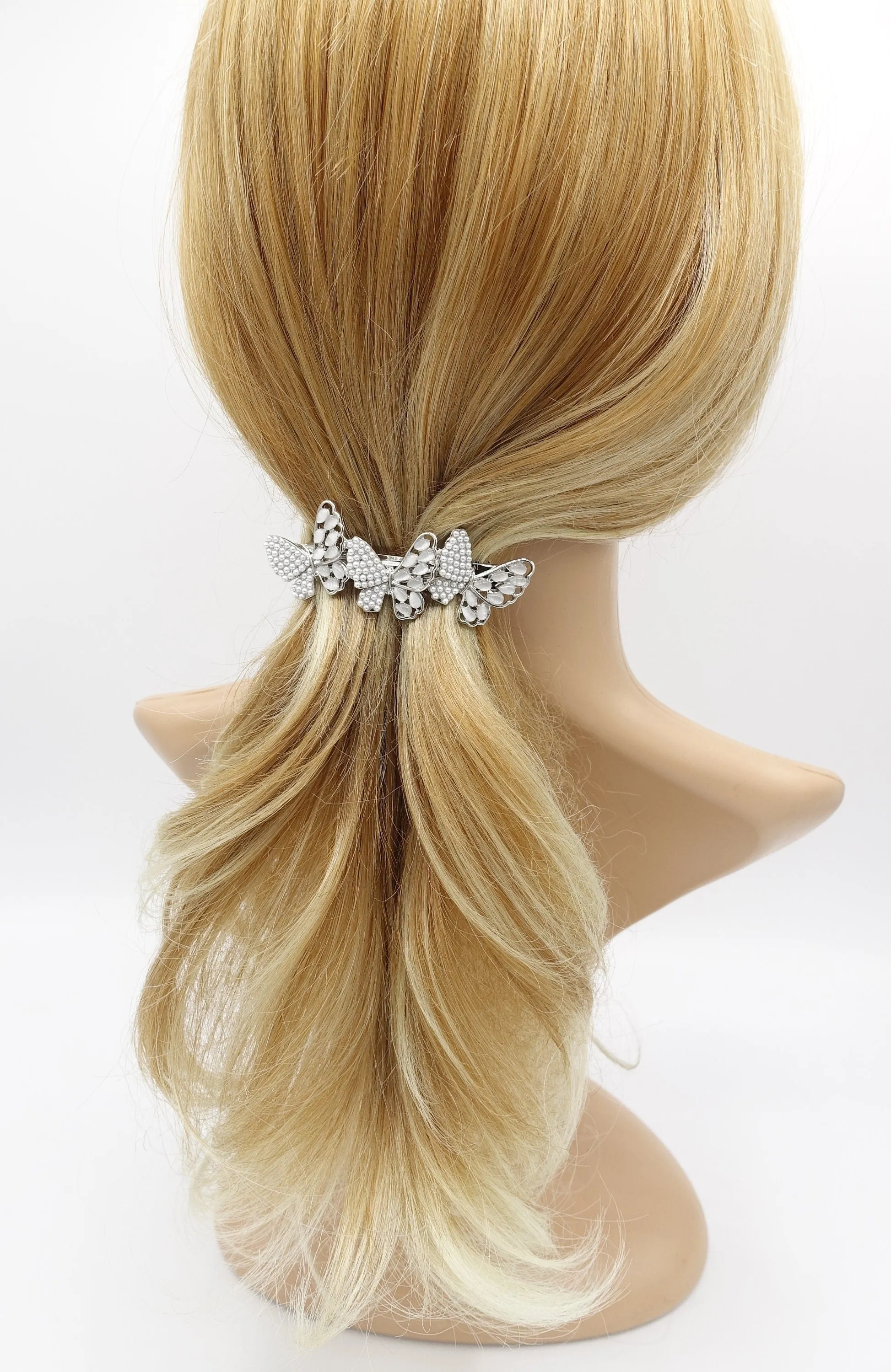 butterfly hair barrette pearl catseye embellished hair accessory for women