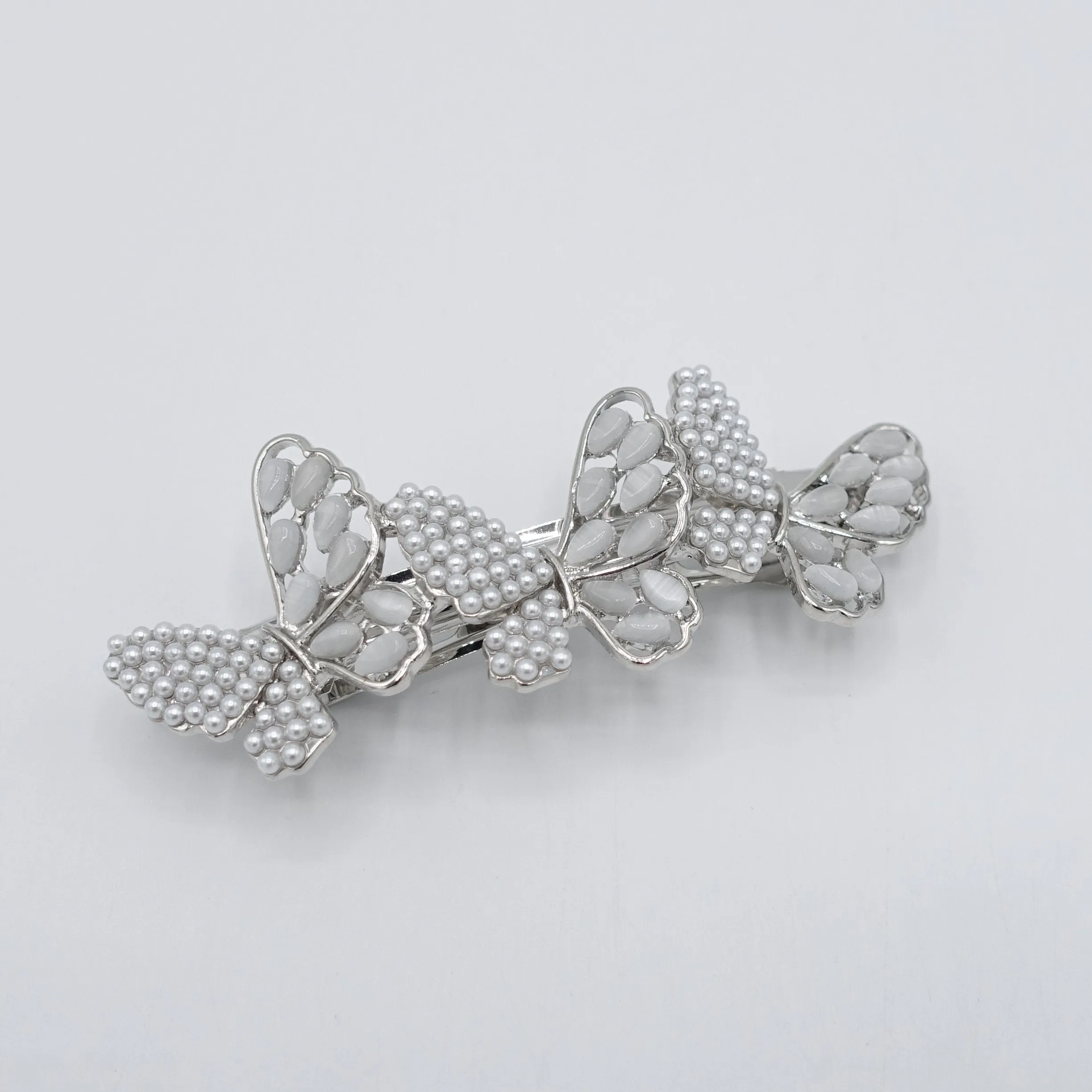 butterfly hair barrette pearl catseye embellished hair accessory for women