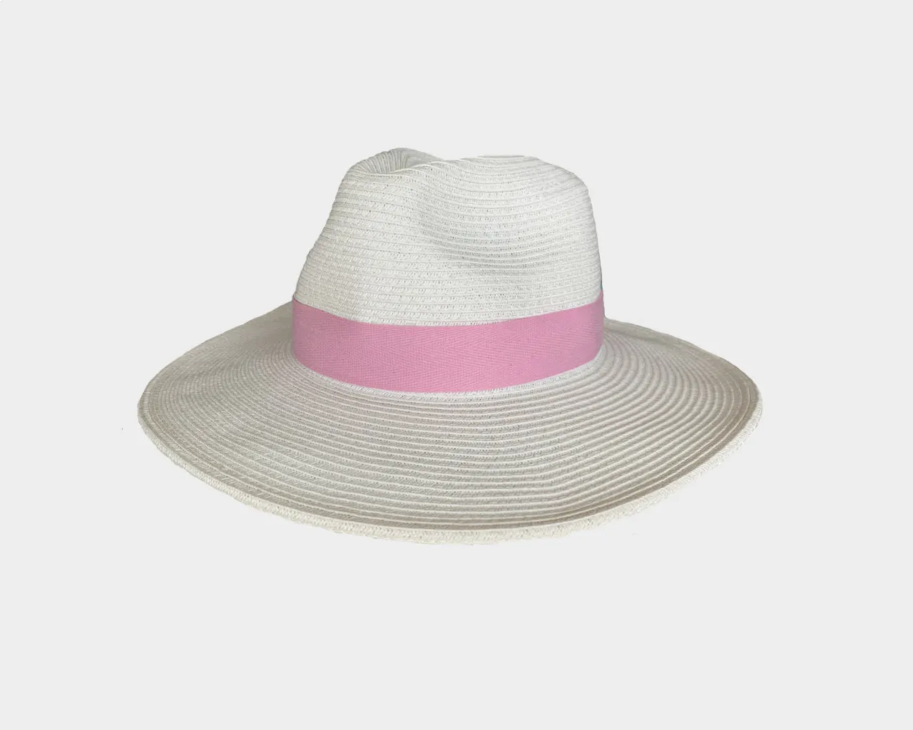 C1. Parisian Rose and White Panama Style Hat - The  St. Barth