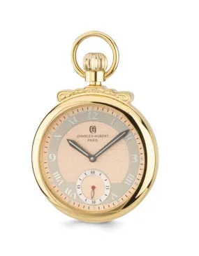 Charles Hubert Gold-Tone Open Face Mechanical Pocket Watch - Champagne Dial