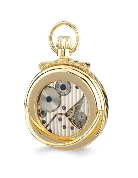 Charles Hubert Gold-Tone Open Face Mechanical Pocket Watch - Champagne Dial