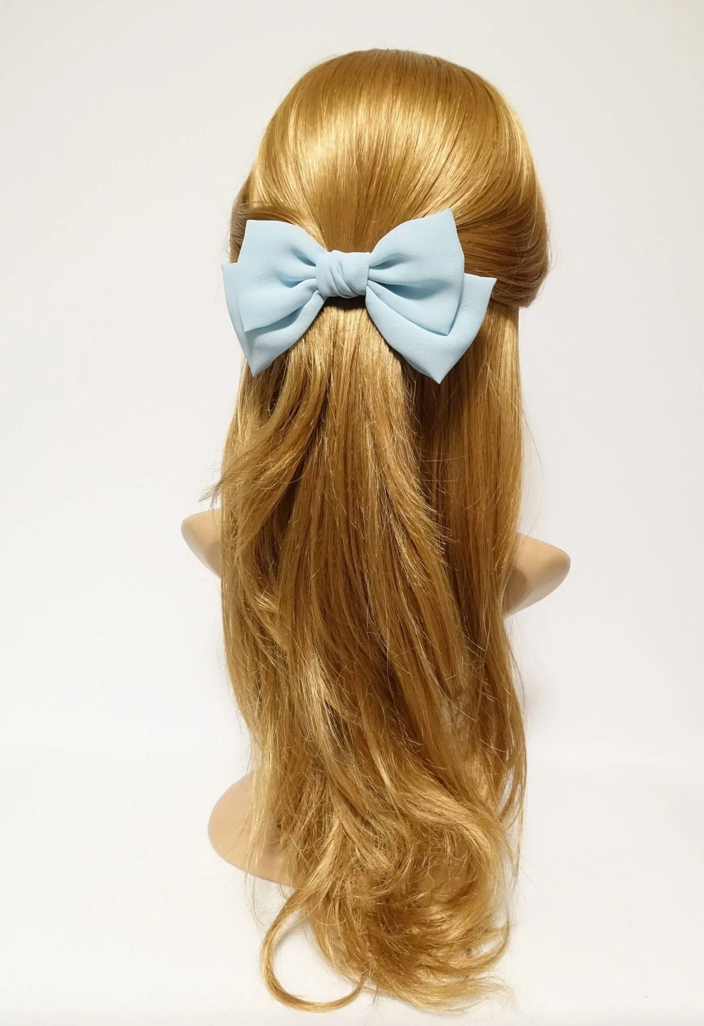 chiffon Bow french hair barrette Solid Color Layer hair bow Women Hair Clip