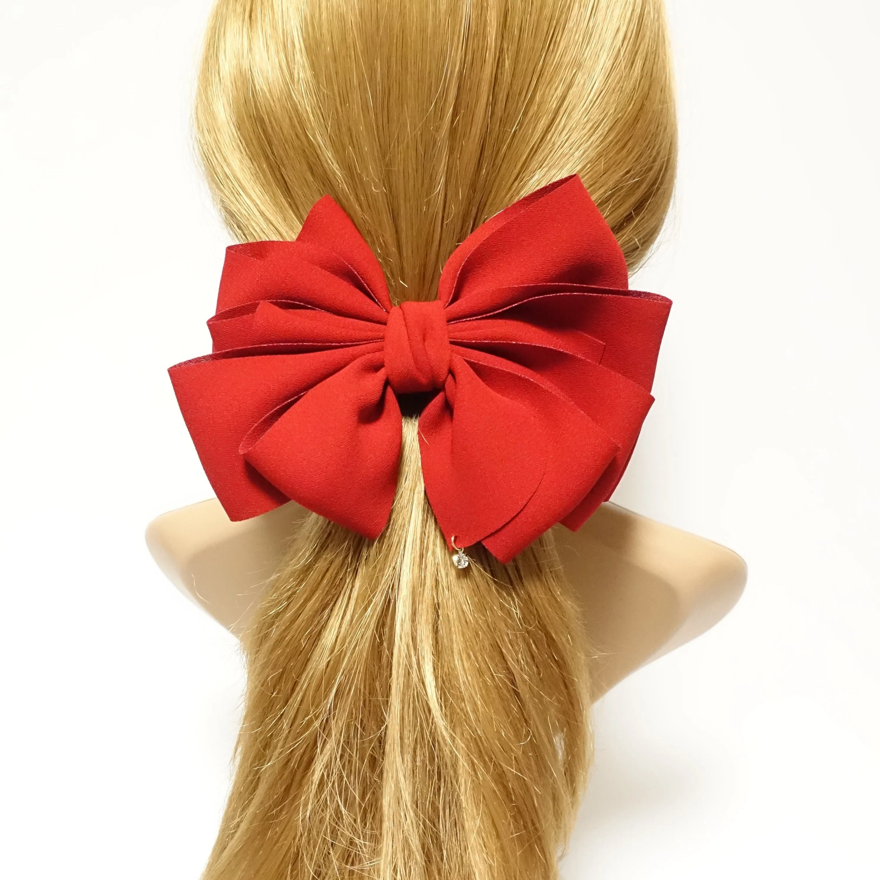 chiffon multi layered bow french hair barrette clip