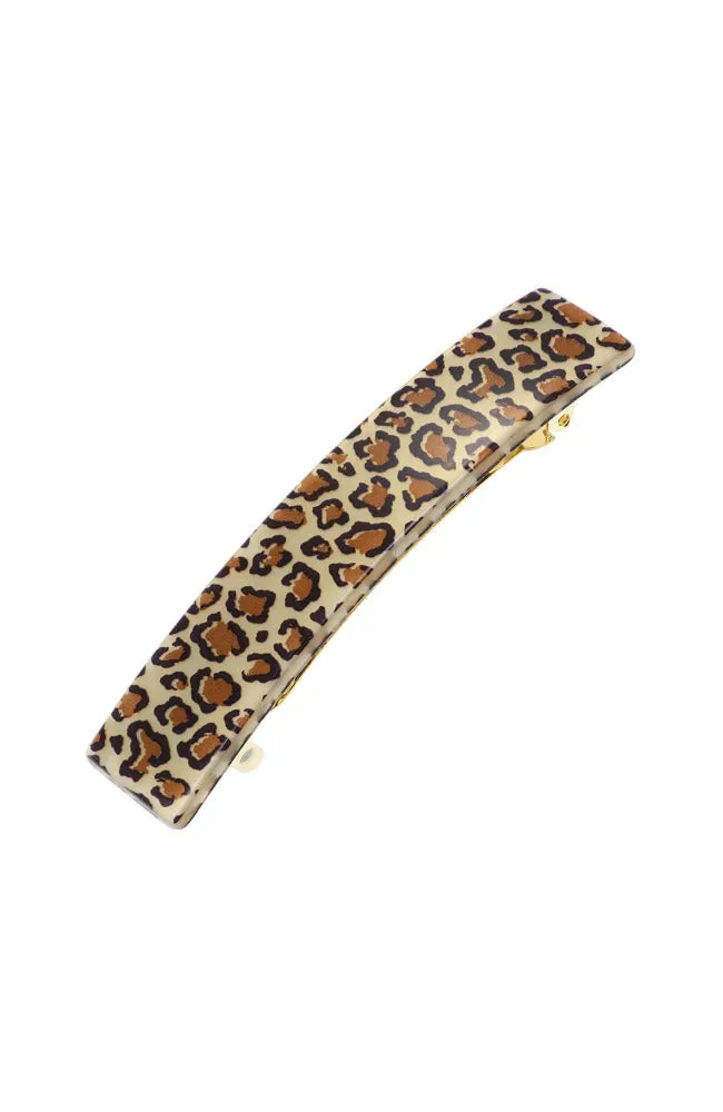 Classic Rectangle Barrette - Golden Leopard