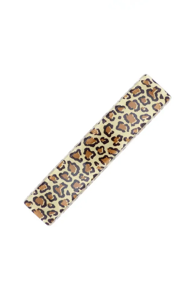 Classic Rectangle Barrette - Golden Leopard