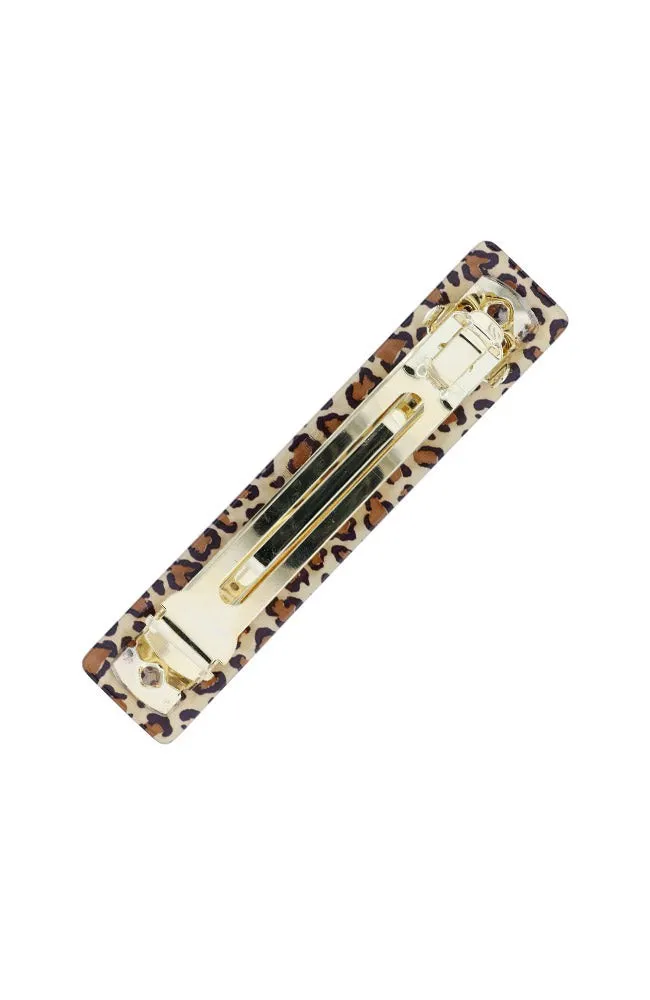 Classic Rectangle Barrette - Golden Leopard