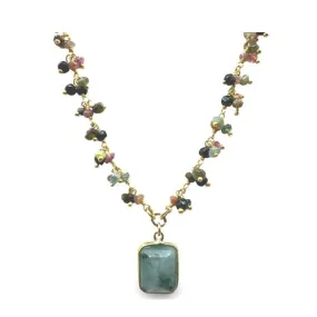 Cluster Vermeil Necklace With Pendant: Tourmaline (NGCLP77TM)