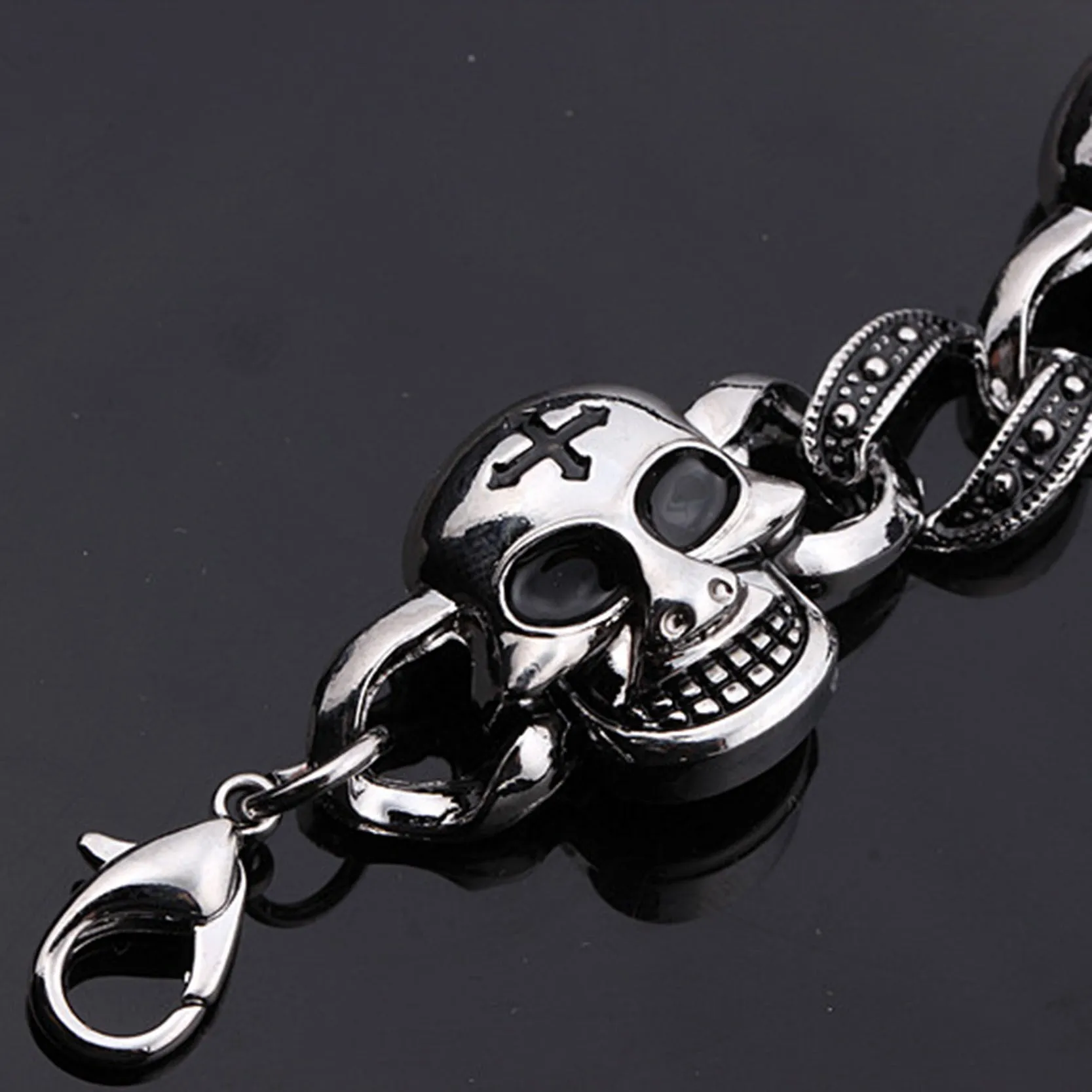 Cool Punk Skull Men Bracelet High Quality Stainless Steel Cuff Bracelets Bangles Men Jewelry Accessories For Best Friends