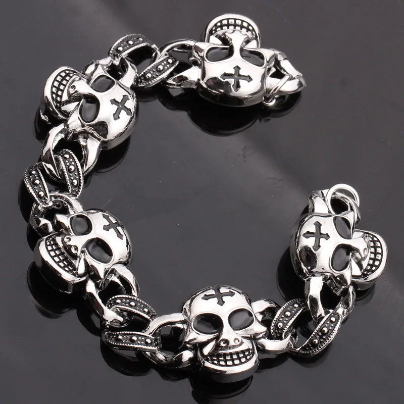 Cool Punk Skull Men Bracelet High Quality Stainless Steel Cuff Bracelets Bangles Men Jewelry Accessories For Best Friends