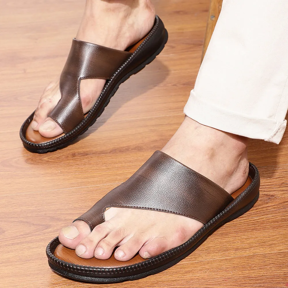 Coolers Casual Brown Toe Ring Slippers For Men JPL-222 By Liberty