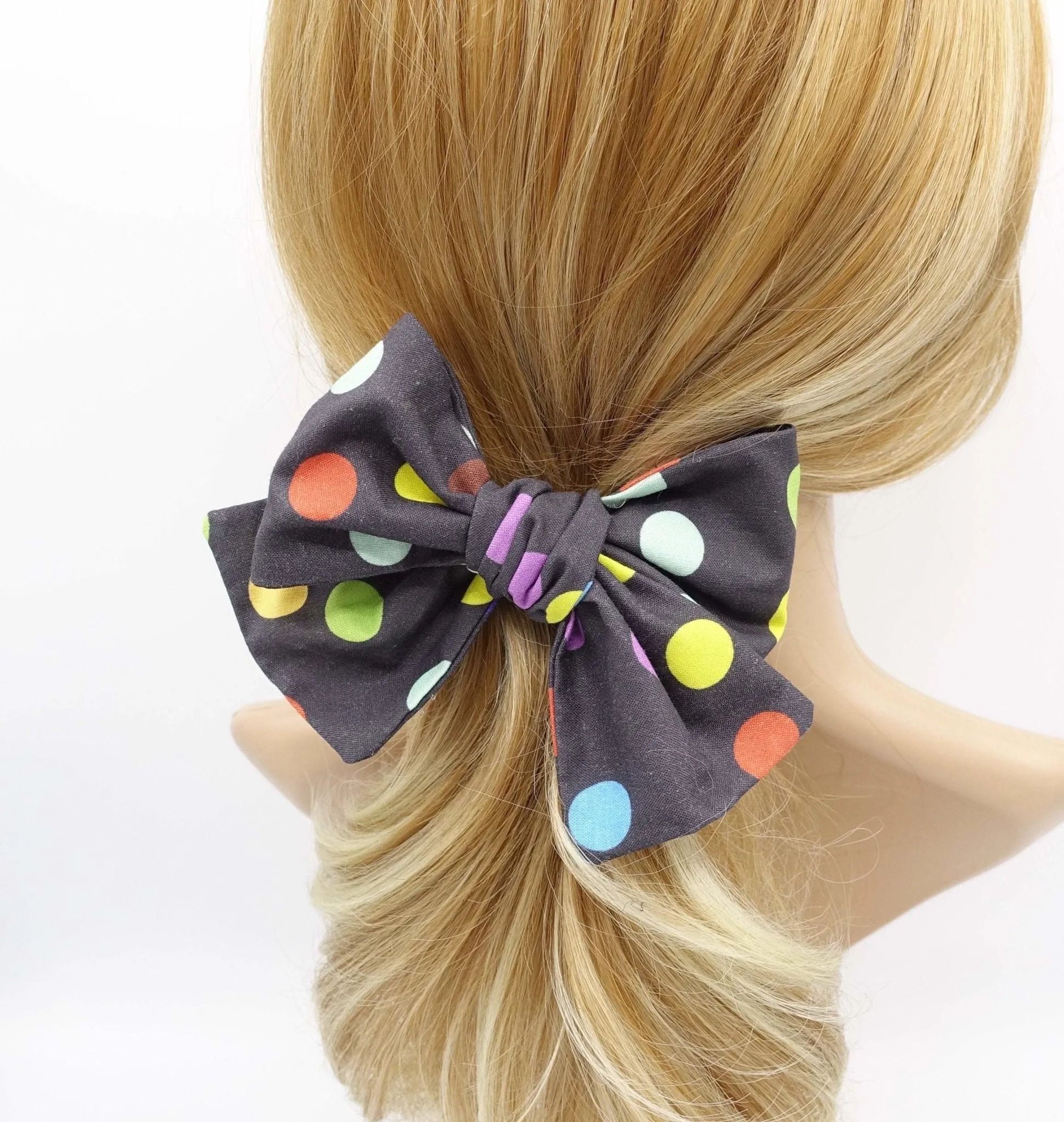 cotton dot hair bow colorful wired hair accessory for women