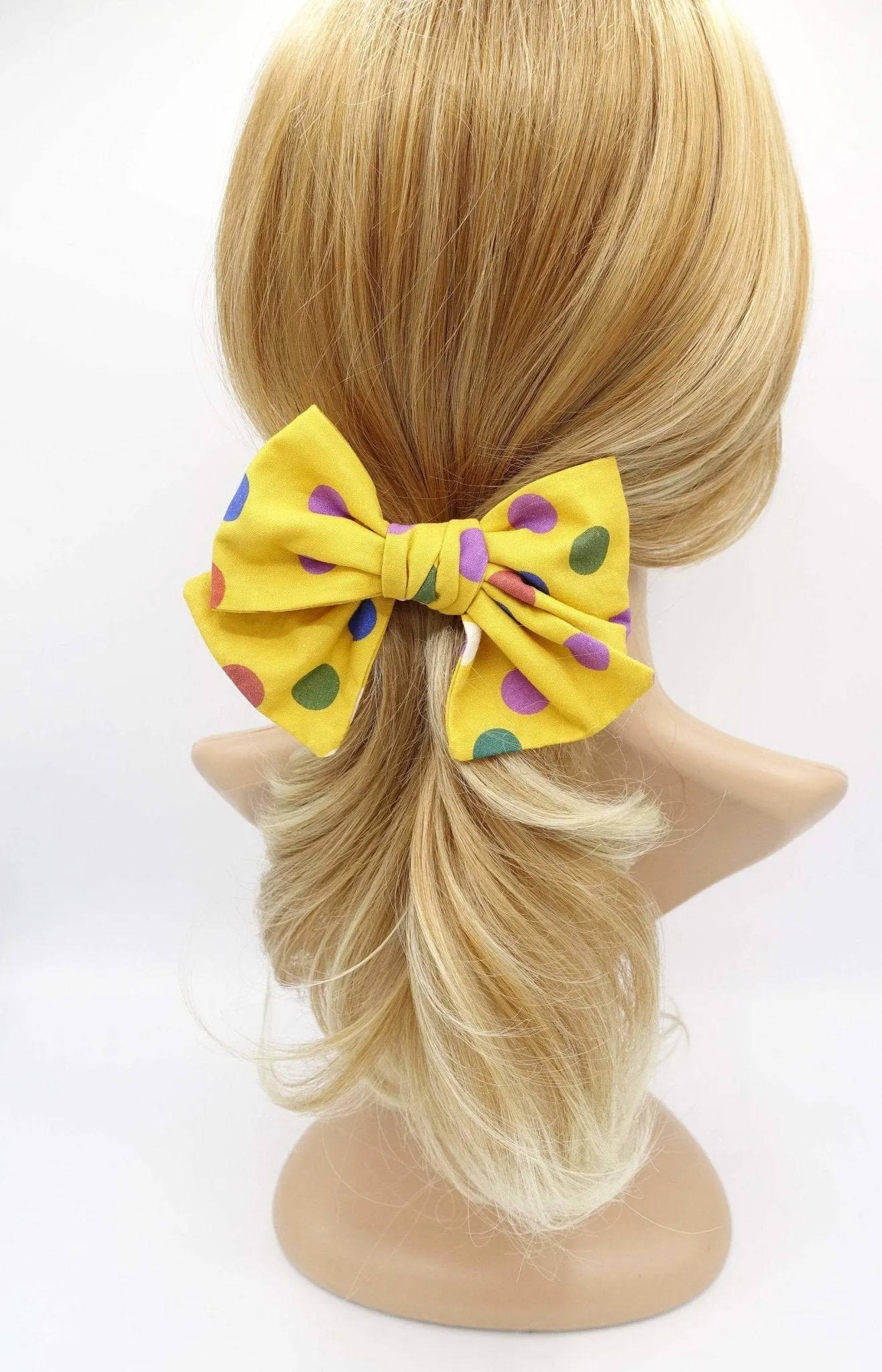 cotton dot hair bow colorful wired hair accessory for women