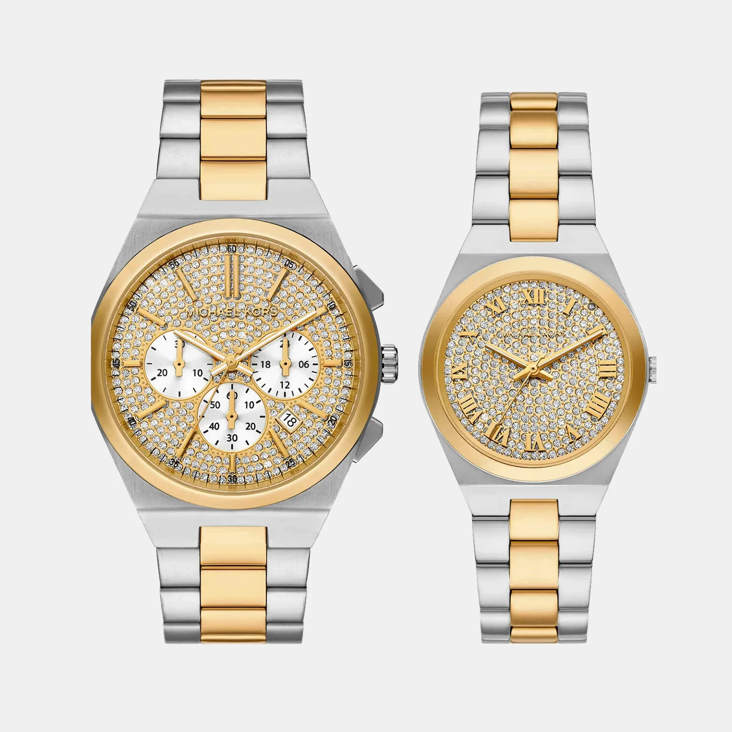 Couple Quartz Gold Dial Analog Stainless Steel Watch MK7503SET