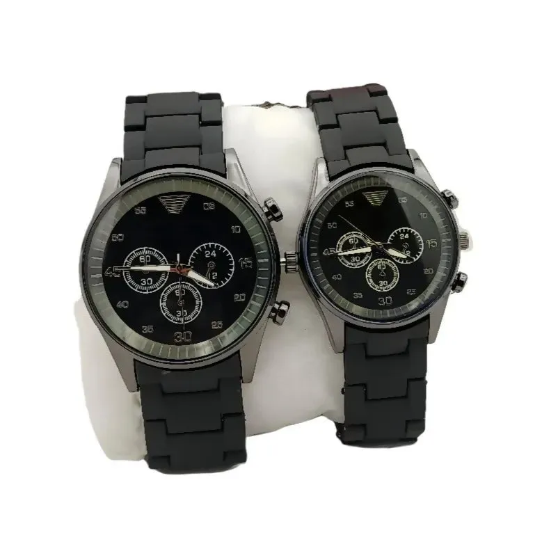 Couple Watch Black Color  Rubber Chain Watch Premium Quality