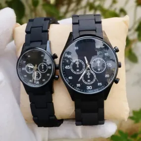 Couple Watch Black Color  Rubber Chain Watch Premium Quality