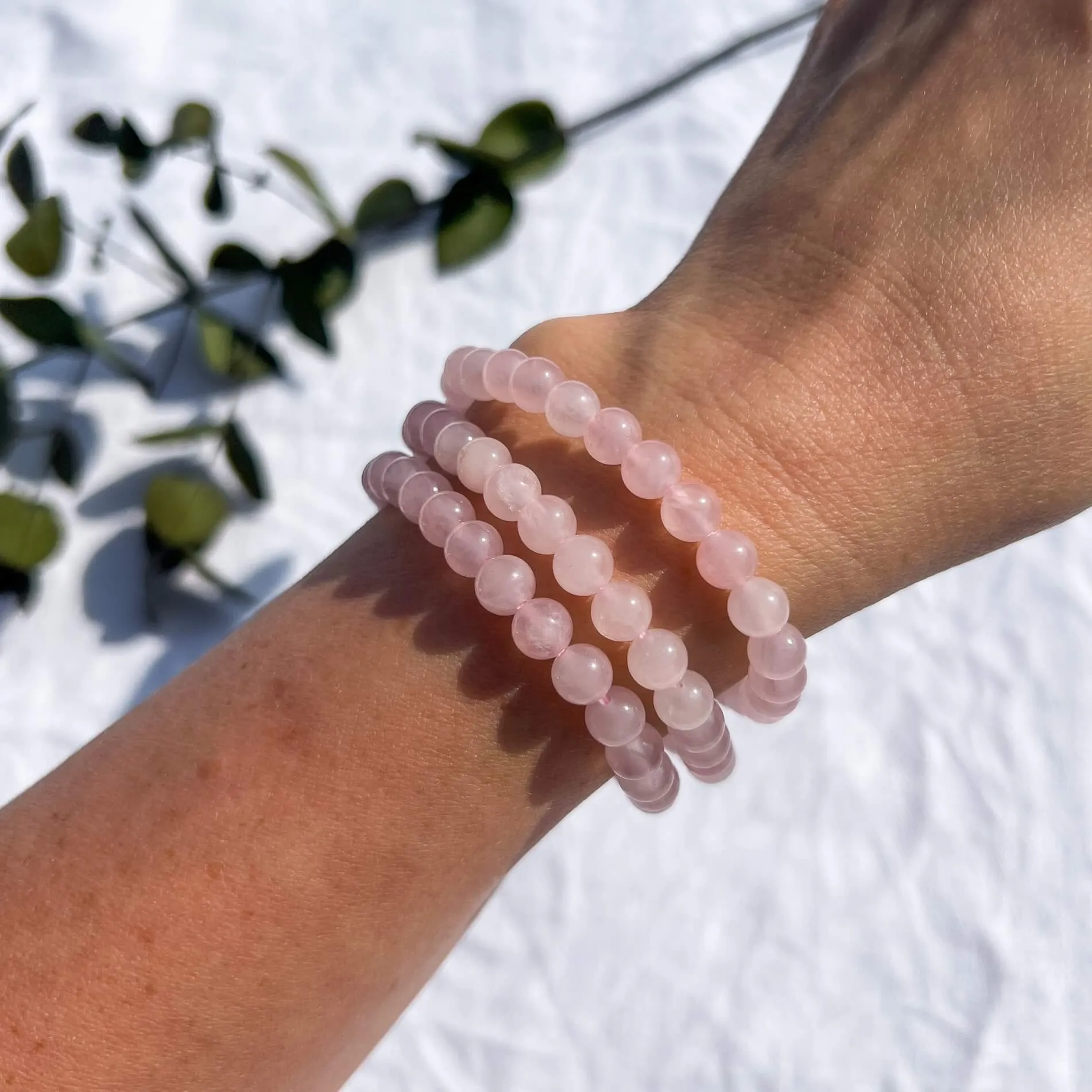 Crystal Bead Bracelet - Rose Quartz