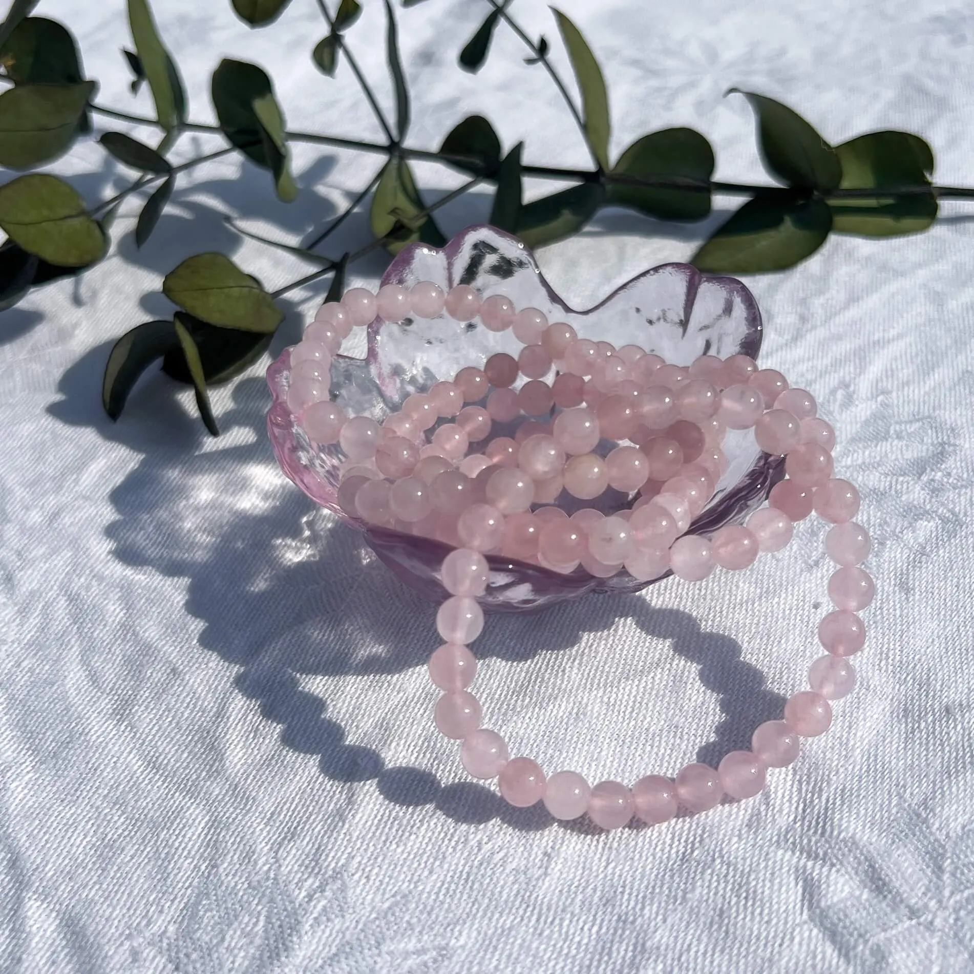 Crystal Bead Bracelet - Rose Quartz