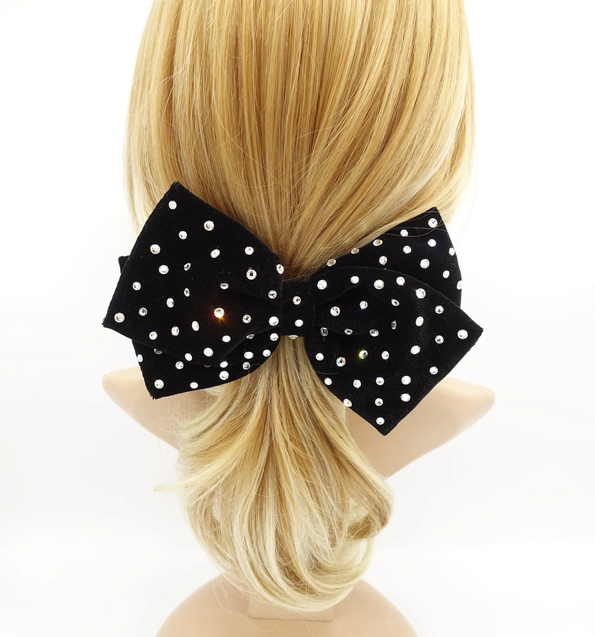 crystal embellished silk velvet hair bow padded headband