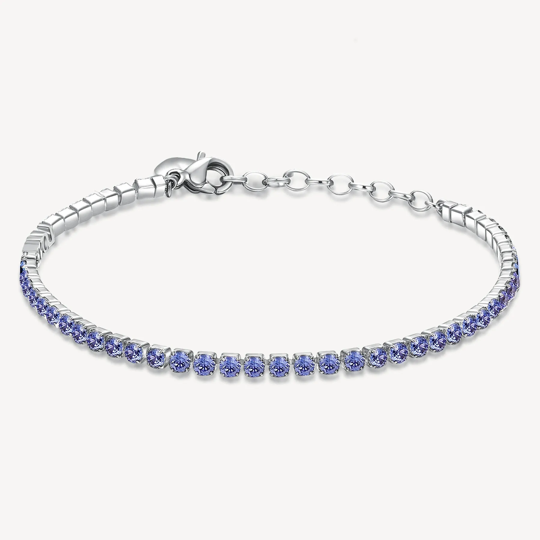 Cubic Zirconia Charm Tennis Bracelet in Stainless Steel