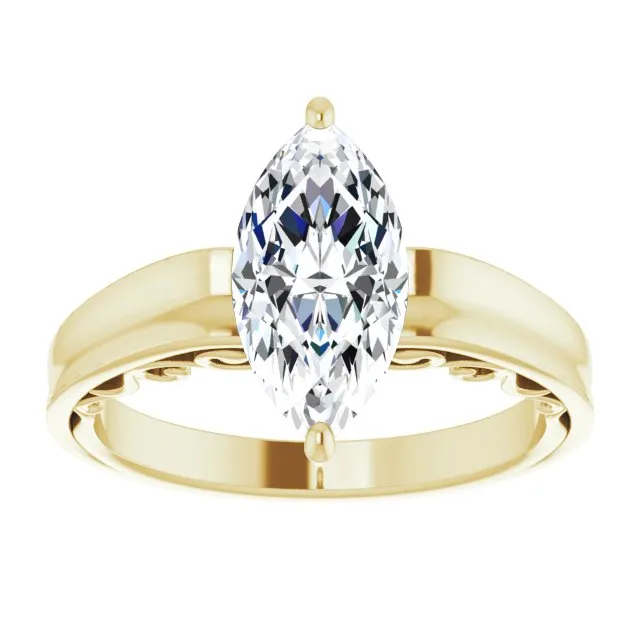 Cubic Zirconia Engagement Ring- The Aliyah Rose (Customizable Marquise Cut Solitaire)